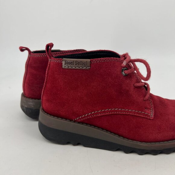 Josef Seibel Red Lina Lace Up Booties | Classic Style - Picture 3 of 11